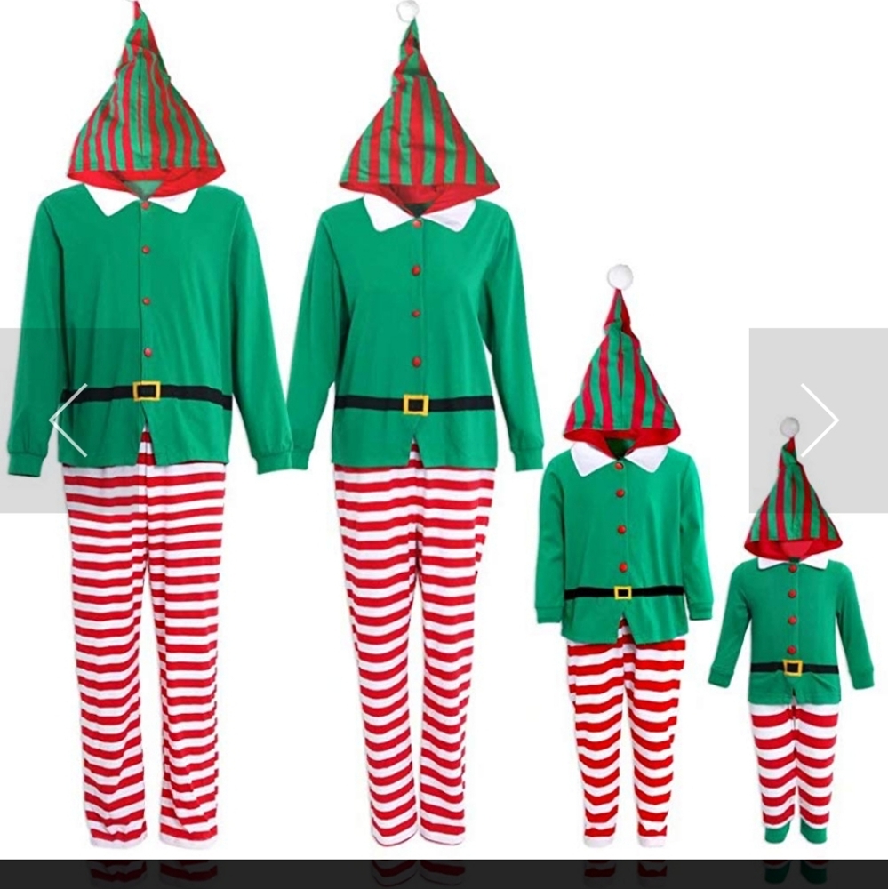 NWT Christmas Elf Zip Button Down Hoodie Onesie Pajamas 10-11 Years